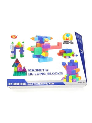 Розвиваюча іграшка магнітні блоки із завданнями YJ Magnetic Cube Blocks, 34 деталі | 6360959