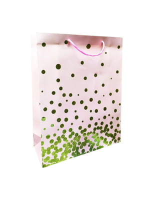 Подарочный пакет розовый с блестками 30х40х12 см | 6361010