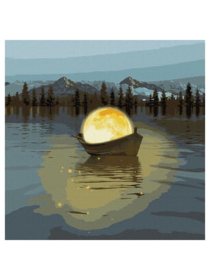 Картина за номерами "Місячний човен з фарбами металік" (50х50 см) | 6361081