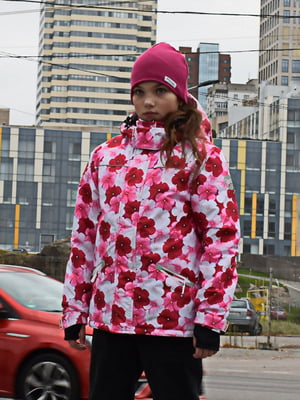 Куртка рожева з квітковим принтом | 6365967