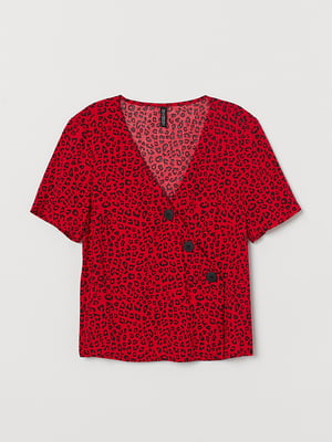 Блуза красная в принт | 6365980
