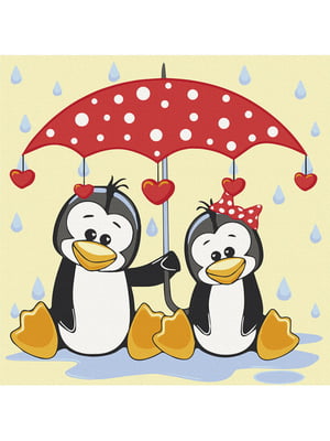 Розпис на полотні "Пінгвіни під парасолькою" (30х30 см) | 6362148