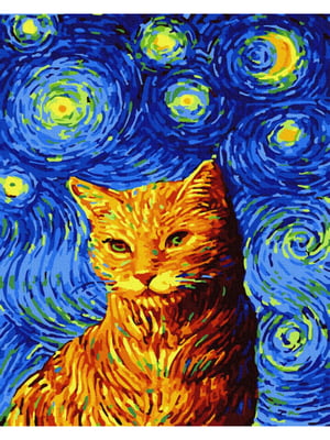 Картина за номерами "Кіт у зіркову ніч" | 6363442