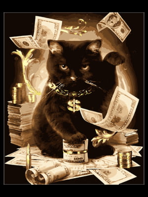 Картина по номерам Денежный кот (с золотой краской) (50x60 см) | 6366173
