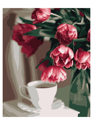 Картина за номерами Кава та тюльпани (50x60 см) | 6366222