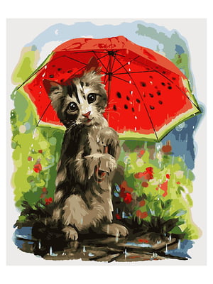 Картина за номерами кіт Дощ (40x50 см) | 6366273