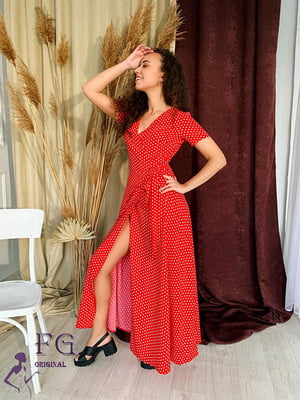 Сукня А-силуету червона у горох | 6366650