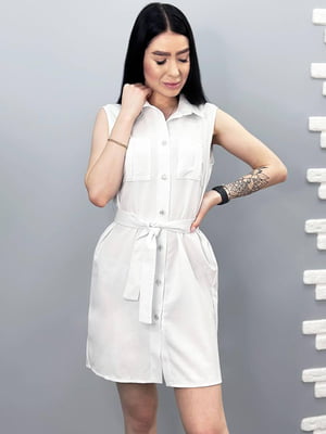 Сукня-сорочка біла лляна | 6366841