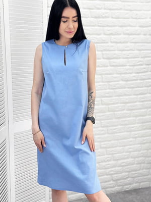 Платье голубое льняное | 6366847