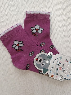 Шкарпетки бузкові з квітковим малюнком | 6367295