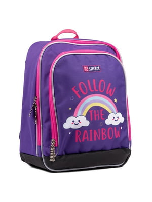 Рюкзак школьный фиолетовый с принтом | 6369810