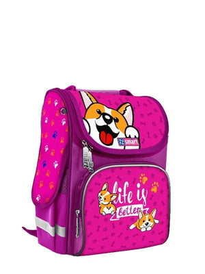 Рюкзак школьный каркасный розовый с принтом | 6369902