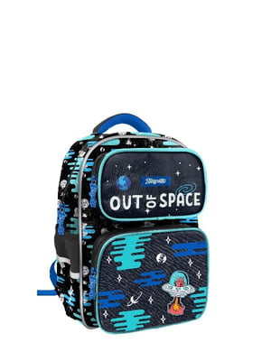Рюкзак школьный синий с принтом | 6370243