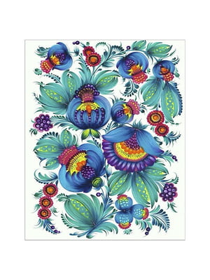 Алмазна мозаїка Квітковий орнамент синій 40х50 см на підрамнику | 6370989