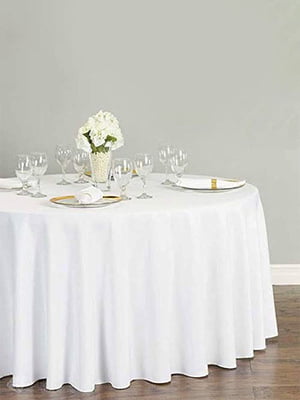 Скатертина на круглий стіл біла (140 см) | 6369546