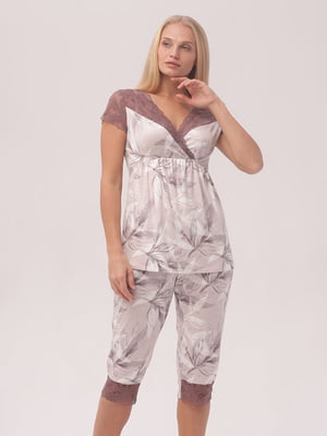 Комплект пижамный: блуза и капри | 6374509