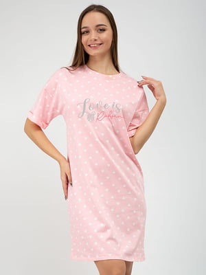 Сорочка ночная розовая в принт | 6374624