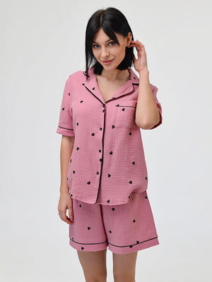 Пижама розовая в принт | 6375189