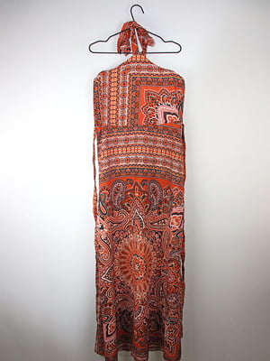 Сукня А-силуету коричнева з принтом | 6375635