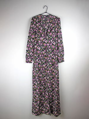 Сукня А-силуету чорна з квітковим принтом | 6375646