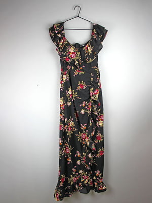 Сукня-футляр чорна з квітковим принтом | 6376099