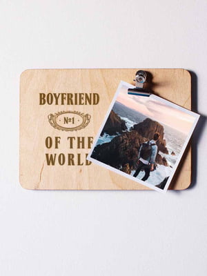 Доска для фото "Boyfriend №1 of the world" с зажимом | 6376326