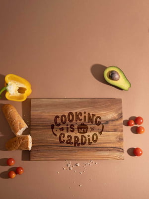 Доска разделочная S "Cooking is my cardio" из ореха | 6376683