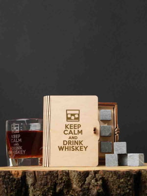 Камені для віскі "Keep calm and drink whiskey" 6 штук у подарунковій коробці | 6376780
