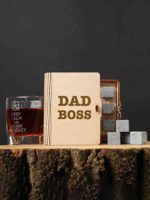 Камені для віскі "Dad boss" 6 штук у подарунковій коробці | 6376783