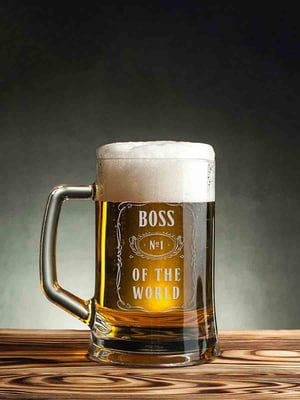 Кухоль для пива "Boss №1 of the world" з ручкою | 6377649
