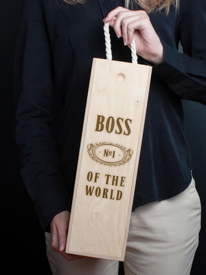 Коробка для пляшки вина "Boss №1 of the world" подарункова | 6377657