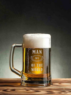 Кухоль для пива "Man №1 of the world" з ручкою | 6377708