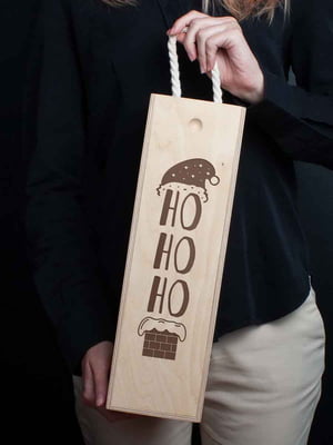 Коробка для вина на одну бутылку "Ho Ho Ho" | 6377760
