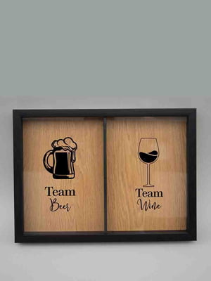 Подвійна рамка скарбничка "Team Beer - Teem Wine" для пробок | 6378032