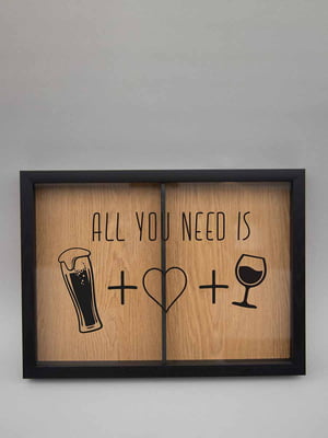 Подвійна рамка скарбничка "All you need is beer, love and wine" для пробок | 6378038