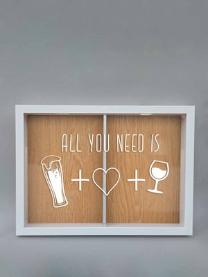 Двойная рамка копилка "All you need is beer, love and wine" для пробок | 6378039