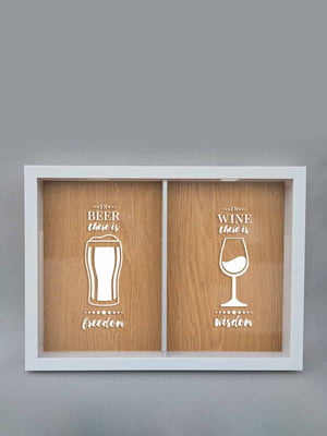 Подвійна рамка скарбничка "Wine wisdom, Beer freedom" для пробок | 6378043