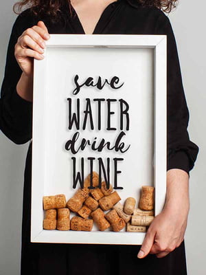 Рамка скарбничка "Save water drink wine" для пробок | 6378970