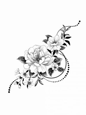 Тимчасове татуювання "Графічні квіти" | 6380163