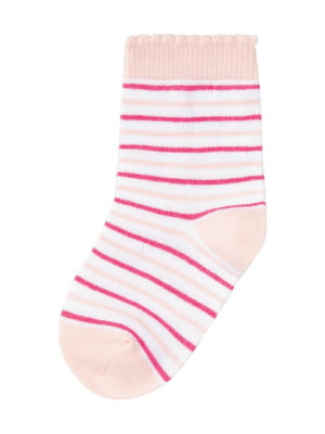 Шкарпетки бавовняні рожеві в смужку | 6372226