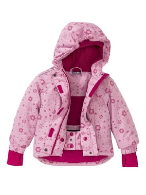 Термокуртка лыжная розовая с принтом | 6372734