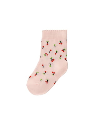 Шкарпетки бавовняні рожеві в принт | 6373450