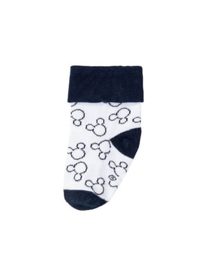 Носки хлопковые сине-белые с рисунком | 6373472