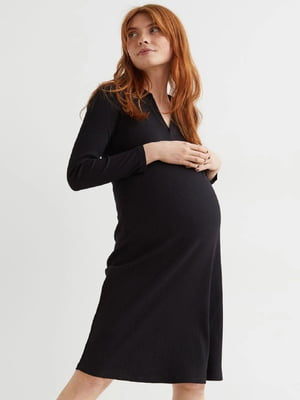Платье для беременных с вырезом черное | 6373775
