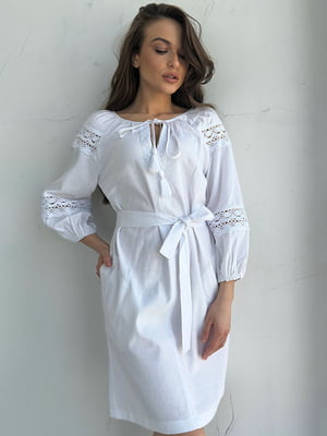 Сукня біла з бавовняним мереживом | 6381574