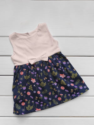 Сукня синьо-рожева в квітковий принт | 6386772