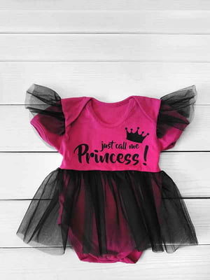 Боді-сукня рожево-чорна з принтом | 6387106