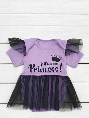 Боді-сукня фіолетово-чорна з принтом | 6387469