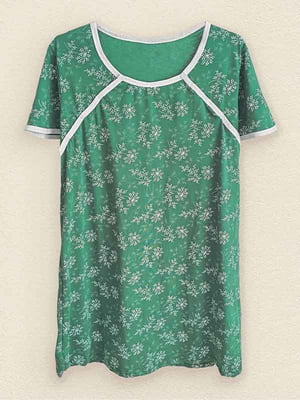 Рубашка ночная в роддом для беременных зеленая с принтом | 6387887
