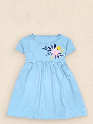 Сукня блакитна з квітковим принтом | 6387947